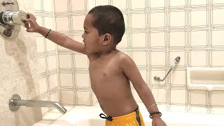 Baby Enjoying Bath During This Hot Summer I Baby Bathing In Big Bath Tub