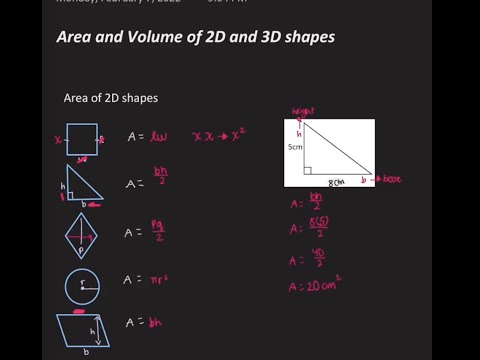 Area of Shapes  Area Formulas for 2D and 3D Shapes