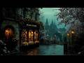 Gothic Street Bookstore in the Rain 🌧️ | Night Ambience | Dark Academia Piano for Reading & Sleep