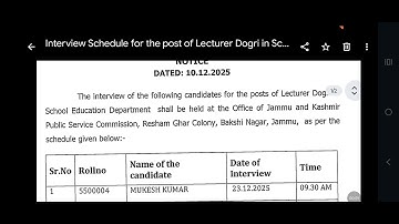 JKPSC 10+2 Lecturer 2024 | New Interview Schedule Out | Check Ur subject 