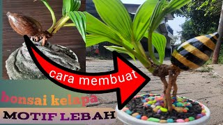 BONSAI KELAPA DENGAN BATOK MOTIF LEBAH