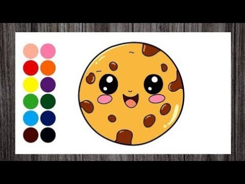 How To Draw a Cute Chocolate chip Cookie Simple and Easy For Kids and ...