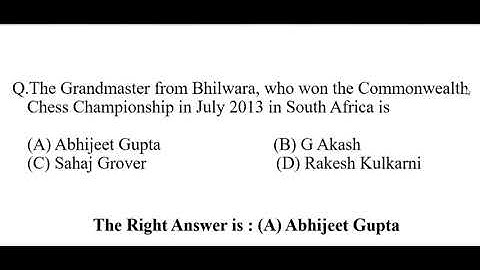 Grandmaster from Bhilwara, who won the Commonwealth Chess Championship in July 2013 in South Africa