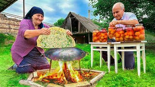 Roasted Lots of Big Kutabs with Greens on the Campfire! National Recipes of Azerbaijan!