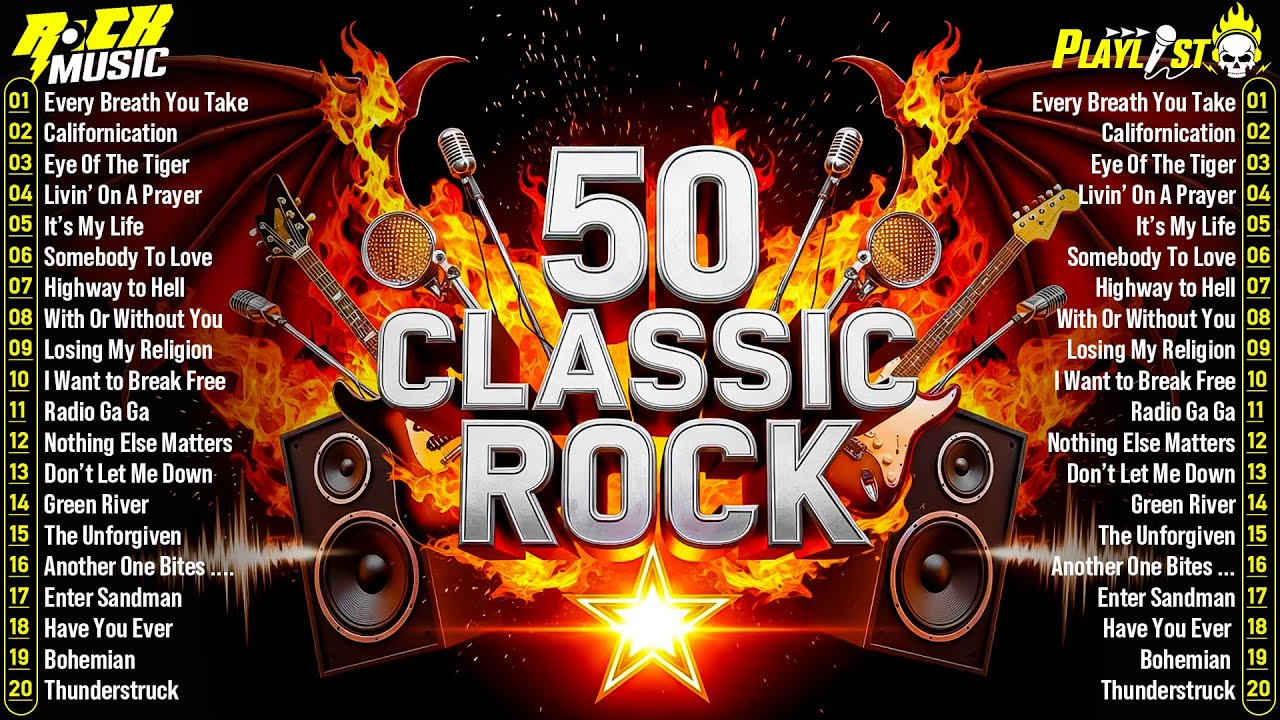 Guns N' Roses, ACDC, Bon Jovi, Metallica, Nirvana, Queen 🎶 Classic Rock Songs 70s 80s 90s Full Album