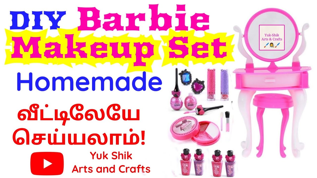 diy miniature makeup set/how to make miniature makeup things for Barbieyukshikartsandcrafts
