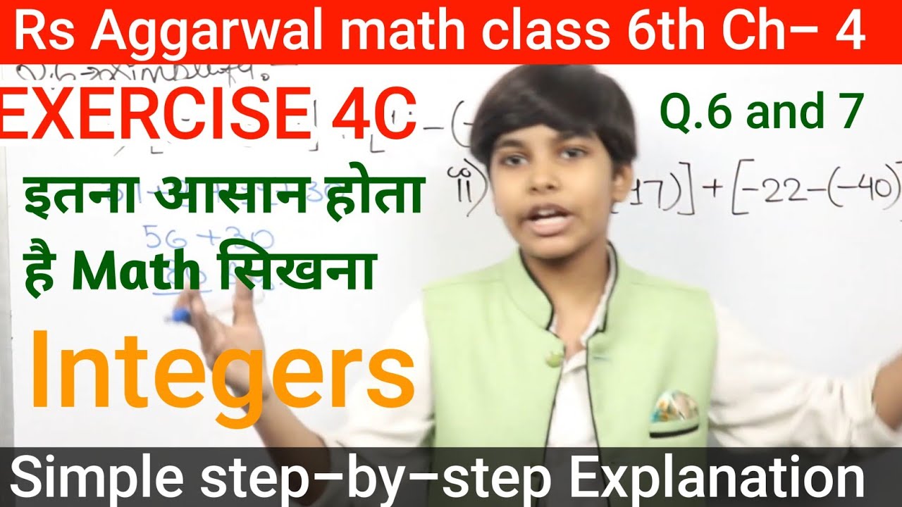 rs aggarwal Solution Class 6 chapter 4 Exercise 4C Q 6 and 7 | Integers ...