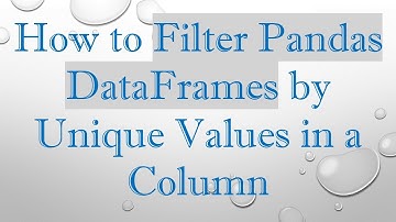 How to Filter Pandas DataFrames by Unique Values in a Column