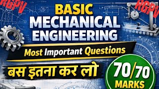 Basic Mechanical Engineering Most important question | RGPV BT-203 Exam