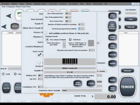 POS Maid 25 Barcode Labels - video from POS software