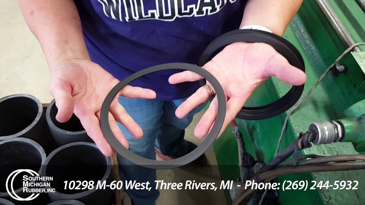 Lathe Cutting Large Rubber and Diameter Testing - Southern Michigan Rubber