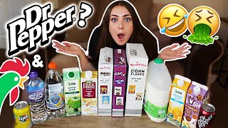 Trying Cereal With DIFFERENT LIQUIDS !? | Fanta Lemon \& Cornflakes?...🤢