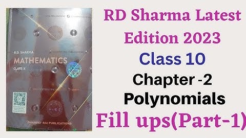 Fill in the blanks (Part -1 ) || Chapter 2 || Polynomials || Class 10 || RD Sharma 2023