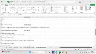 Use Excel to calculate theoretical probability