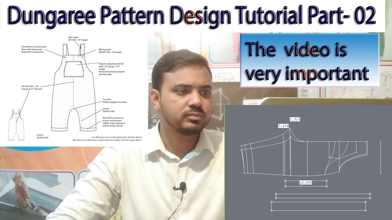 Dungaree Pattern Design Tutorial Part 02, Dungaree pattern video - YouTube