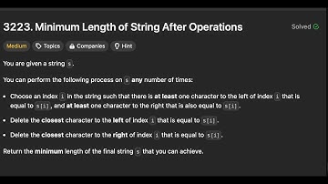 Leetcode 3223. Minimum Length of String After Operations