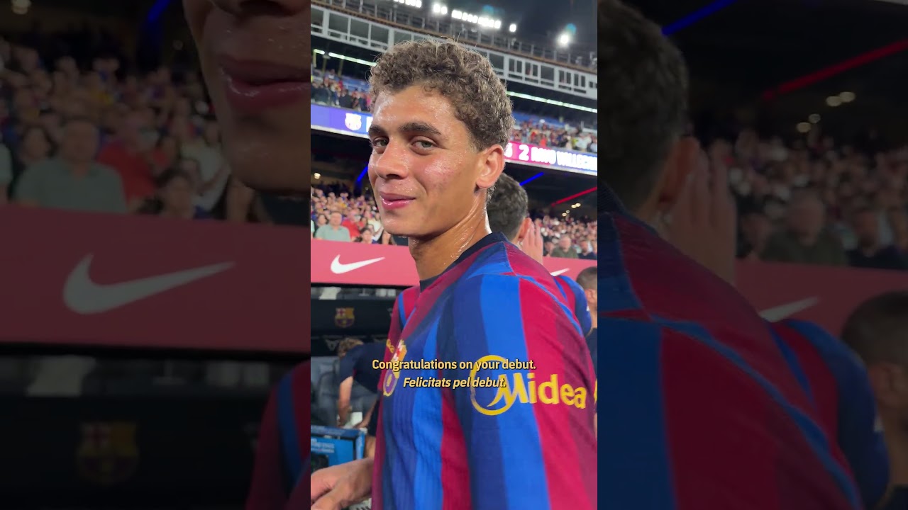 Hamza makes his oficial debut with BarΓ§a! πβ€οΈ #fcbarcelona #shorts