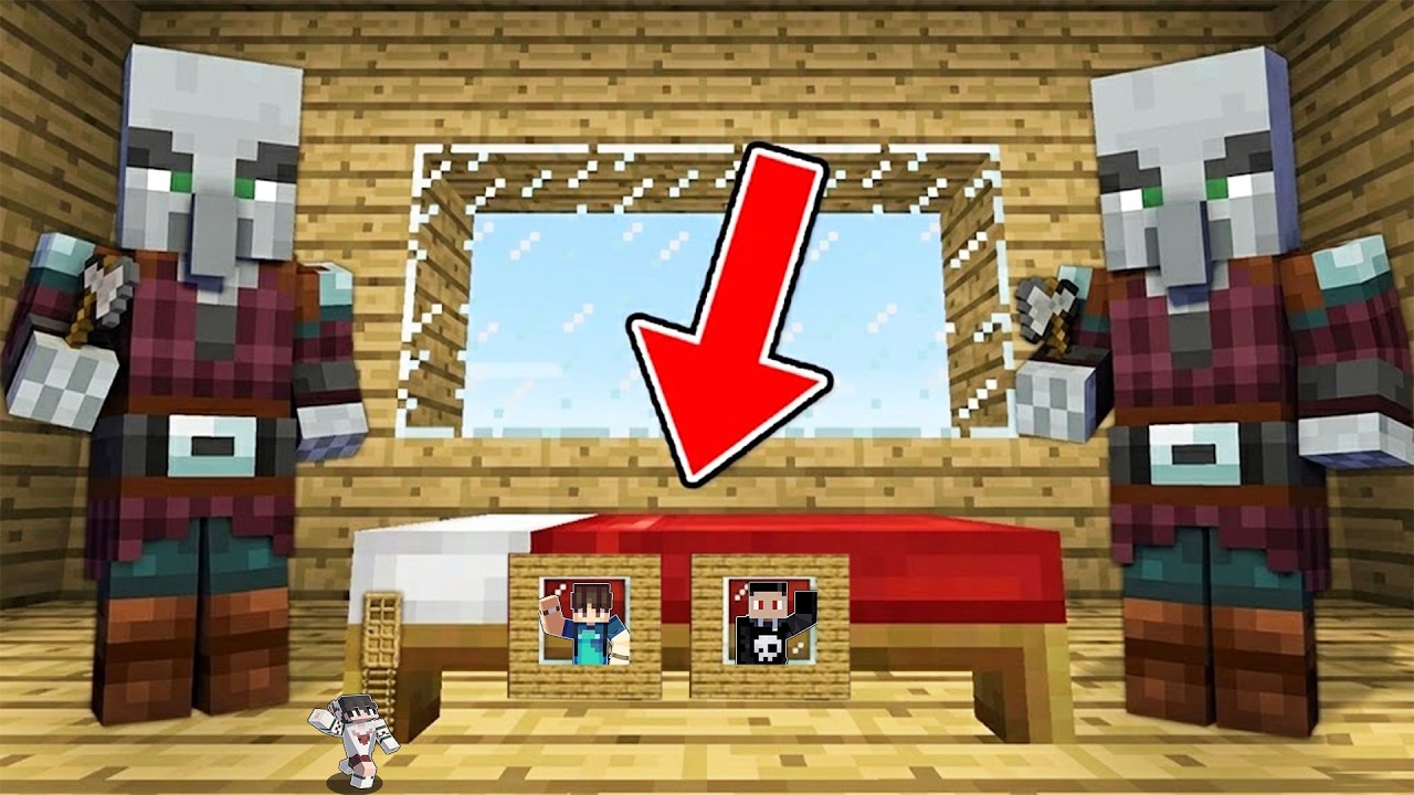 Pillager vs Security Bunker Inside Bed in Minecraft (Tagalog)