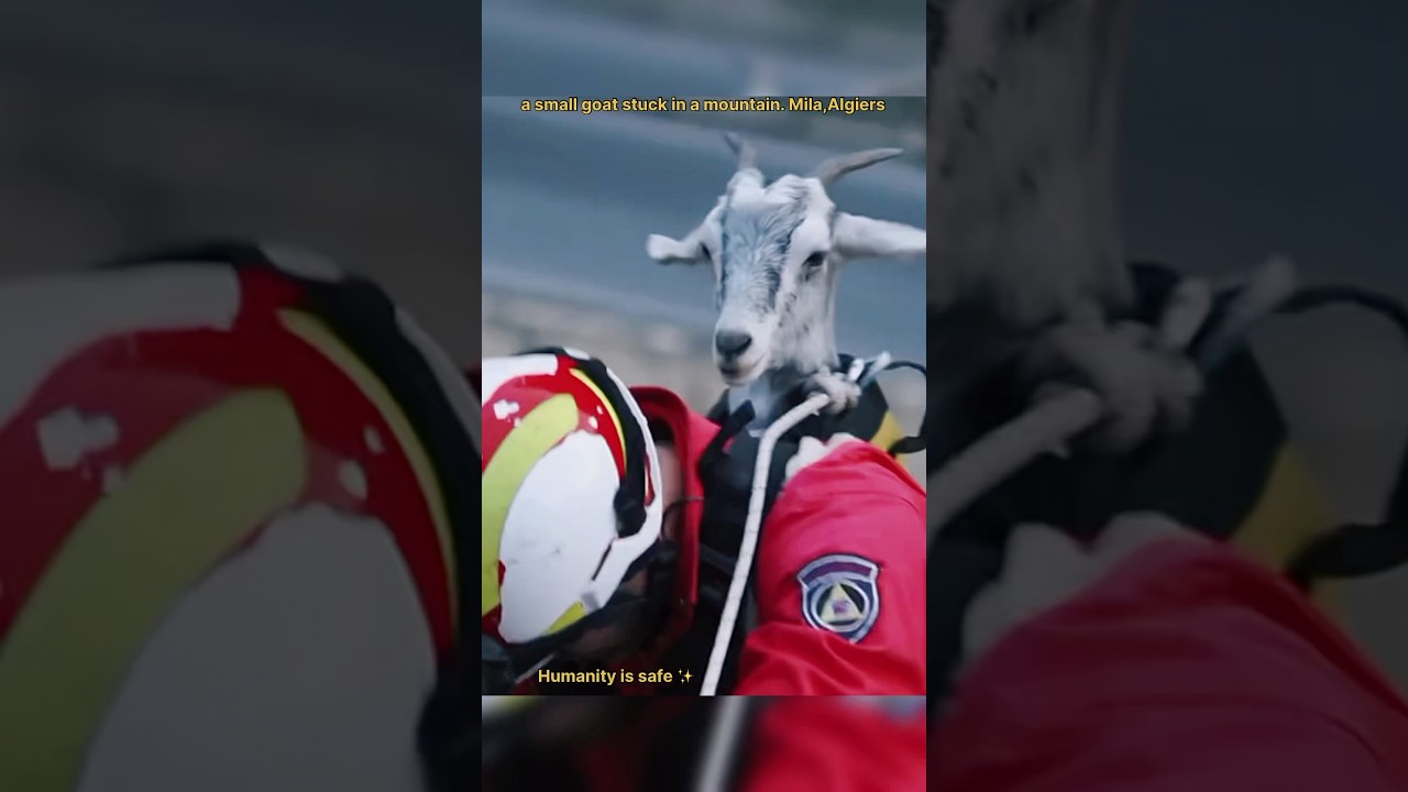 في لقطة إنسانية إنقاذ معزة صغيرة كانت عالقة بأعالي جبل من طرف الحماية المدنية بولاية ميلة .