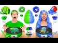 TEK RENKTE YİYECEK MEYDAN OKUMASI || 123 GO! CHALLENGE Yeşil ve Mavi Pokemon Yiyecek Pişirme