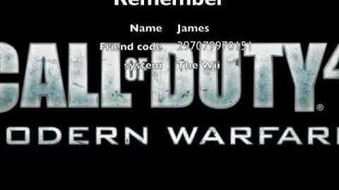 CoD 4: Modern Warfare (wii) friend code