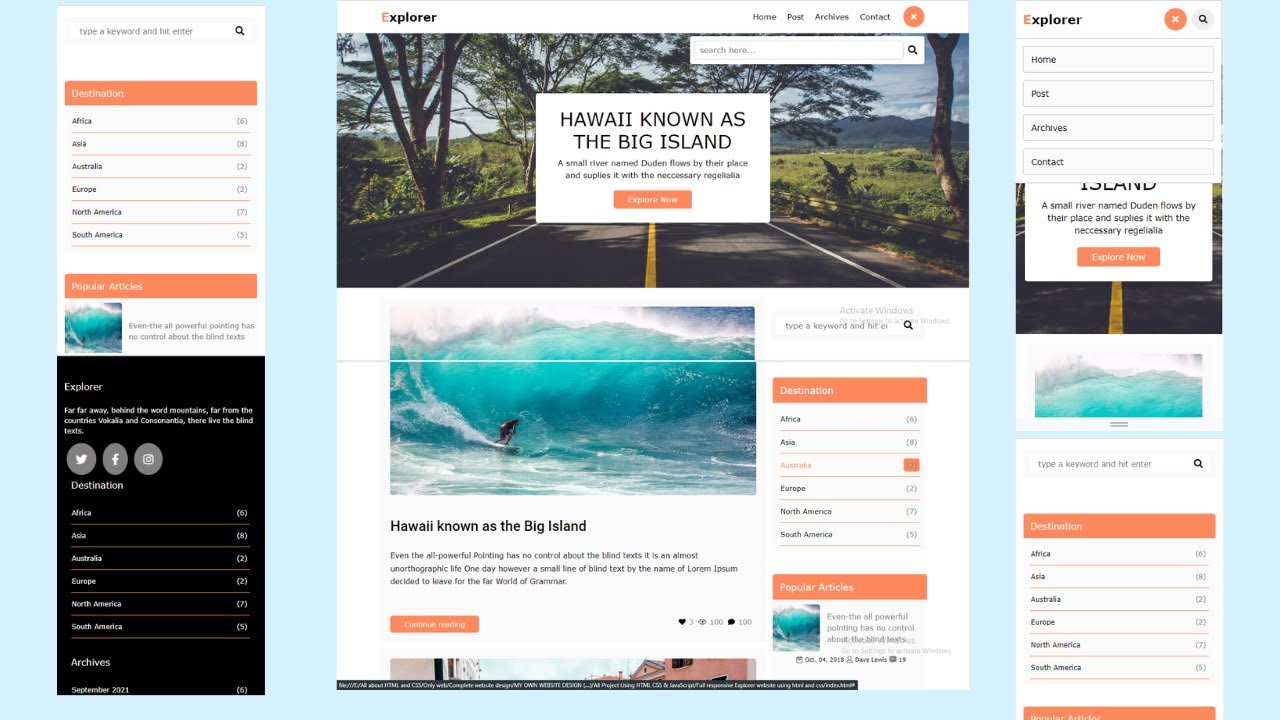 How to create responsive blogging website design using HTML, CSS and ...