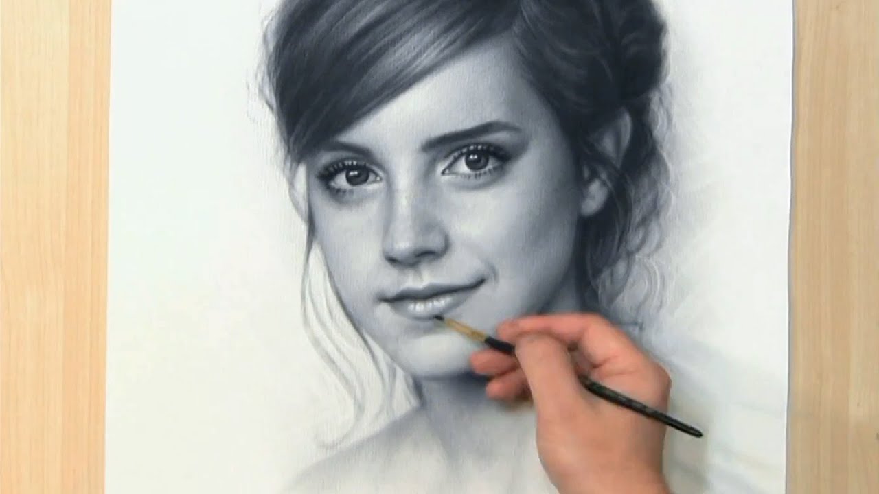 Emma Watson drawing portrait video