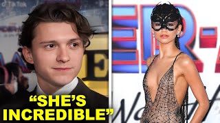 Tom Holland Stops Interview To Watch Zendaya's Arrival