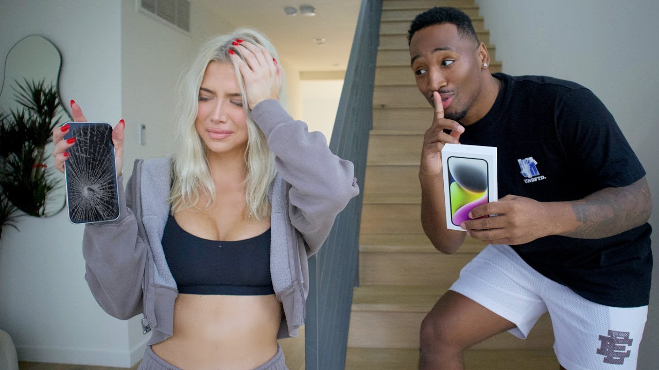 Breaking My Girlfriend's Phone, Then Surprising Her With A iPhone 14!