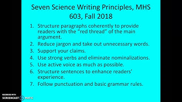 MHS 603, Fall 2018, The seven principles of effective science writing.