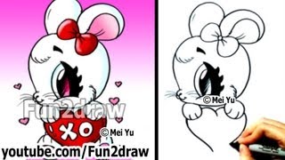 valentine draw valentines drawings fun2draw easy drawing rabbit heart bunny things cartoon fun dog chibi beginners cartoons