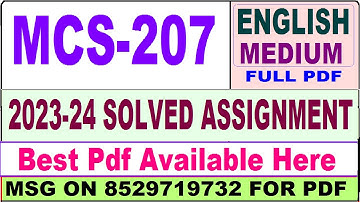 mcs 207 solved assignment 2023-24 || mcs 207 solved assignment 2024 || ignou mcs207 PGDCA 2024