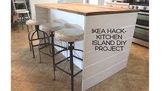 IKEA HACKDIY IKEA Kitchen Island/Shiplap Sides/Thrifted Wood Countertop