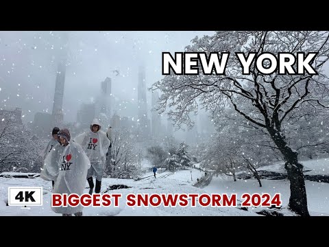 New York, United States | Snow Walking Tour 4K | Feb 16, 2024