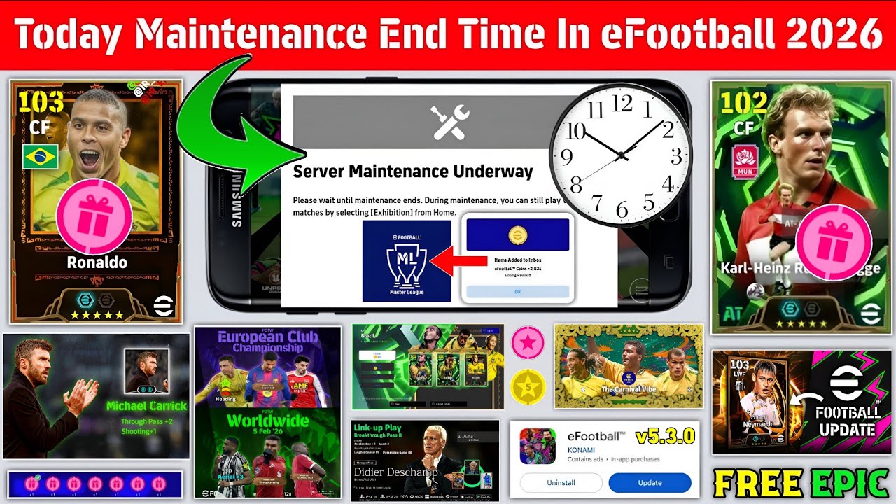 Maintenance End Time Today In eFootball 2026 Mobile | Pes Server Maintenance | Maintenance End Time