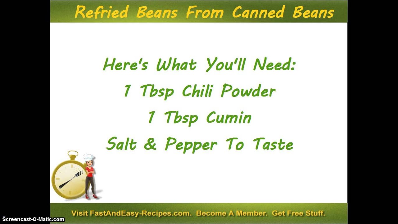 Refried Beans Using Canned Kidney Beans YouTube