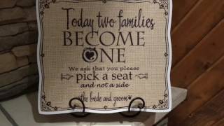 Burlap Wedding Sign Two Families Become One