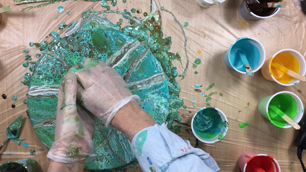 ( 253 ) Acrylic pour circle with leftover paint YouTube