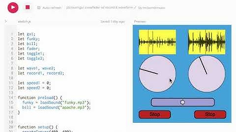 p5.js Touchgui turntables crossfader