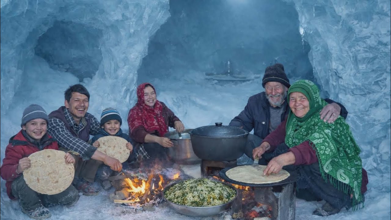 Cooking with grandma and grandma ( Sabzi Palow) / living in the Cave/ Daily routine 