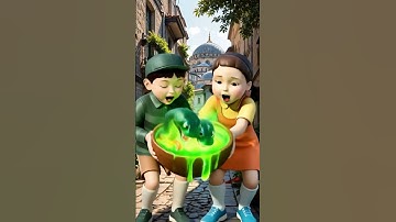 Squid Game eating colorful snake edible slime ASMR #asmrRainbow #squidgame #squidgame2 #ai