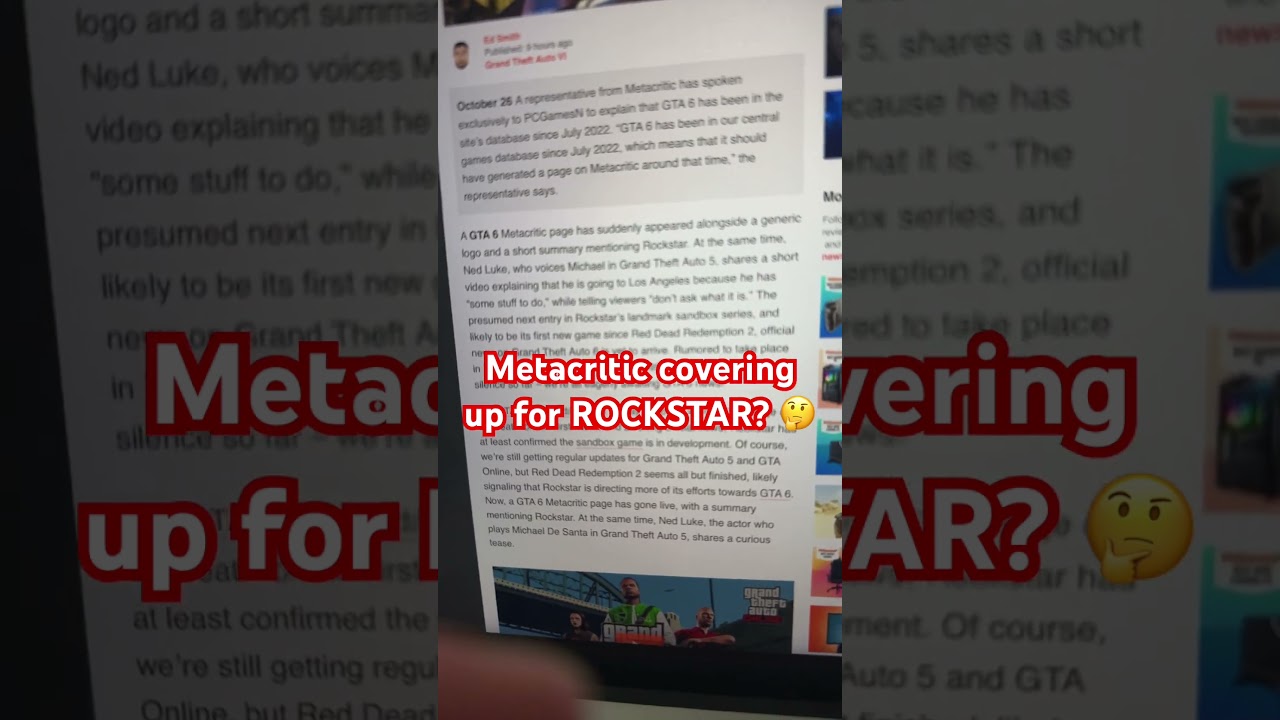 Metacritic COVERS UP GTA 6 info?!🤨 #reaction #news #gaming 