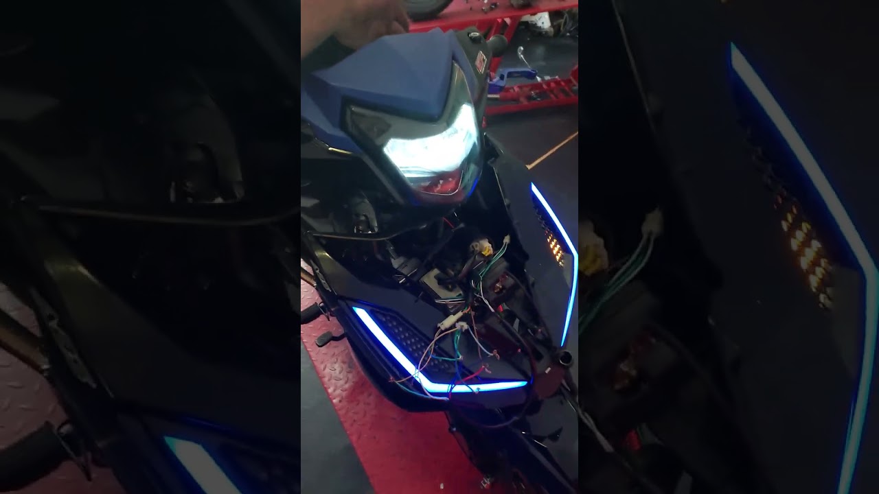 aftermarket turn signals and led strips on a sym vf185