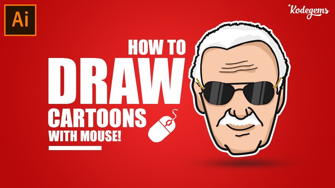 How to draw cartoon with mouse ADOBE ILLUSTRATOR - YouTube