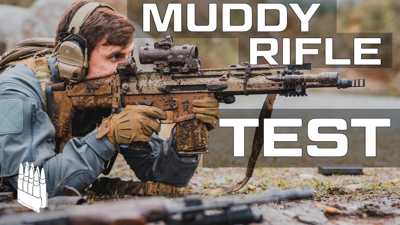 ⁣Muddy Rifle Test. (AK, AR-15, SCAR, FAL etc)