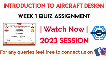 Introduction To Aircraft Design Week 1 Quiz Answers Solution | NPTEL 2023 | SWAYAM 2023