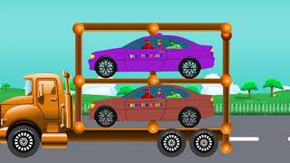 COLOR Offroad CARS Transportation & Spiderman Cartoon for Kids w Colors for Children Nursery Rhymes