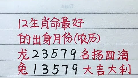 十二生肖命最好的出生月份（农历）。#生肖 #生肖运势 - 天天要闻