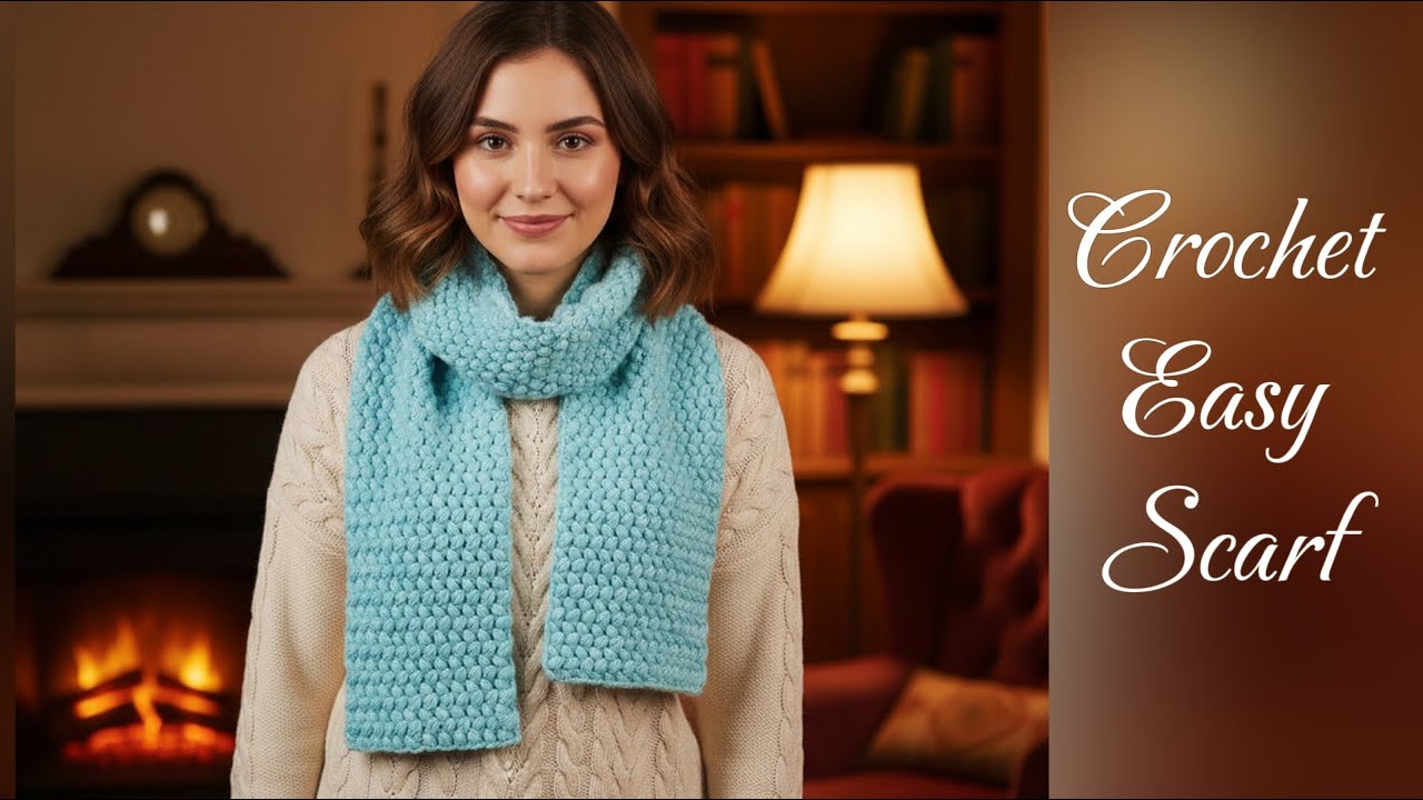 أسهل كوفية كروشيه بغرزة Puff Stitch Braided 🧶 كروشيه ضفيرة البف للمبتدئين