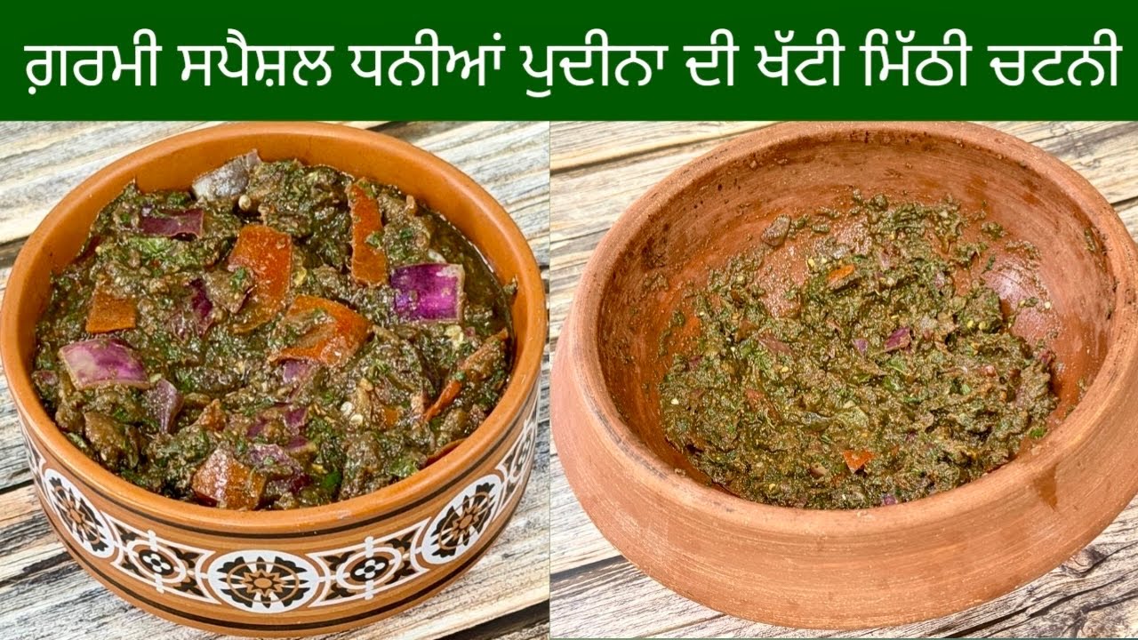 ⁣ਧਨੀਏ ਪੁਦੀਨੇ ਦੀ ਚਟਣੀ ਕੁੰਡੇ ਵਿੱਚ ਕੁੱਟੀ ਹੋਈ | Dhaniya Pudina Chutney | धनिया पुदीना चटनी | Mint Chutney